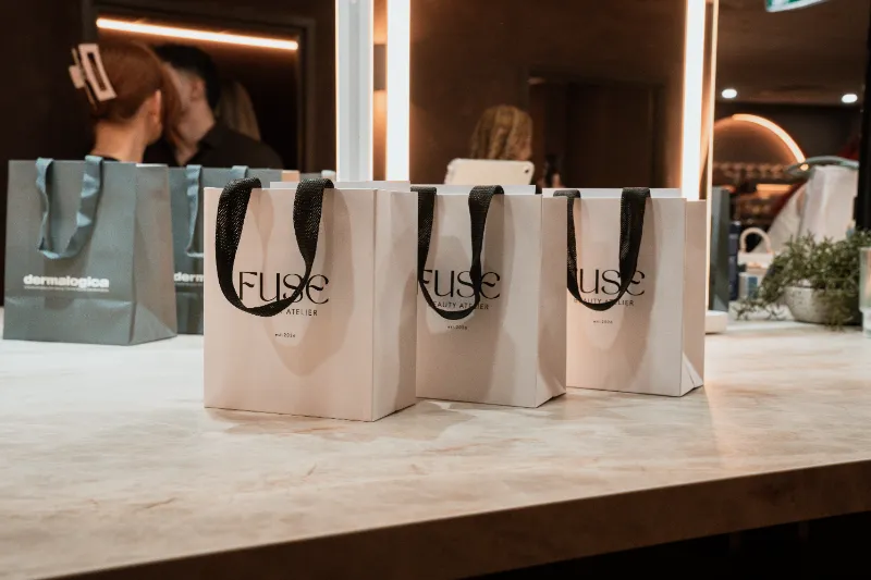 FUSE gift bags on the counter