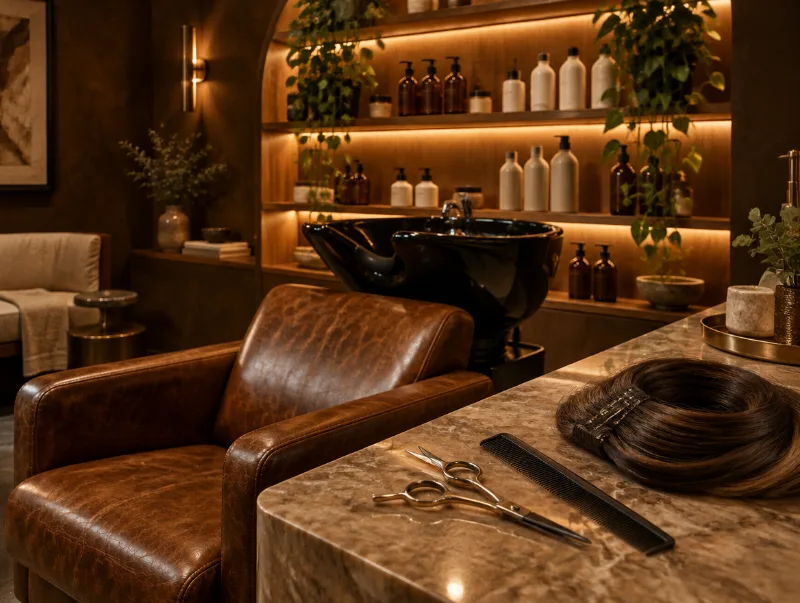 Hair salon backwash chair and styling tools — FUSE Beauty Atelier
