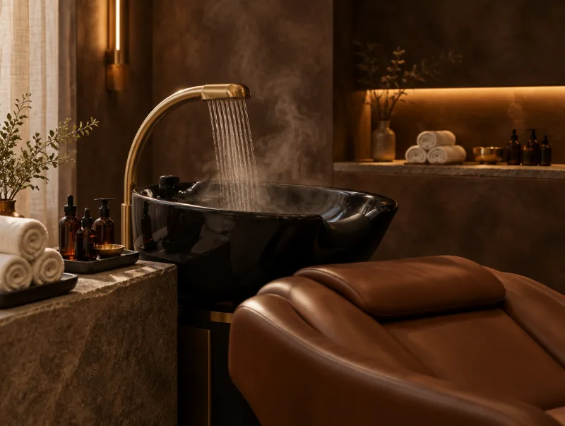 Japanese Head Spa basin with warm steam — FUSE Beauty Atelier
